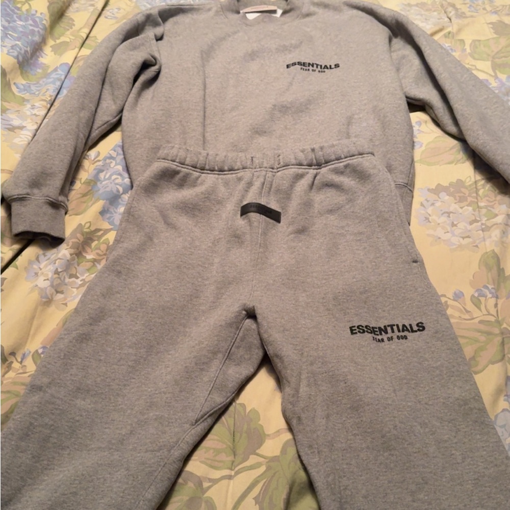 Essentials Gray Fleece Crewneck Sweatshirt